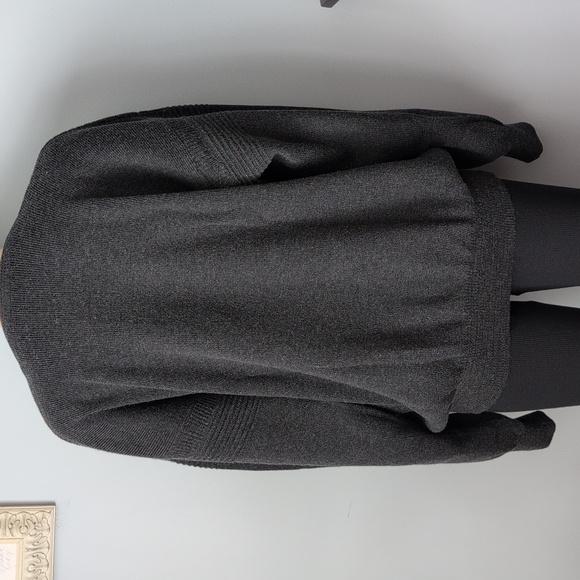 Vtg Oversized Grandpacore Charcoal Ribbed Virgin Wool Blend Crew Neck Sweater - Picture 10 of 14